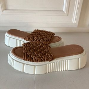 NWOT Maeve Anthropologie Crochet Brown Rope Woven Platform Sandals